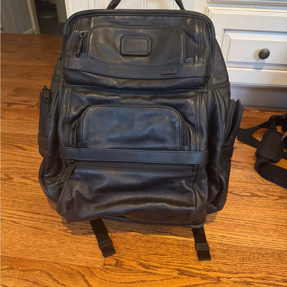 Black Leather Tumi Backpack